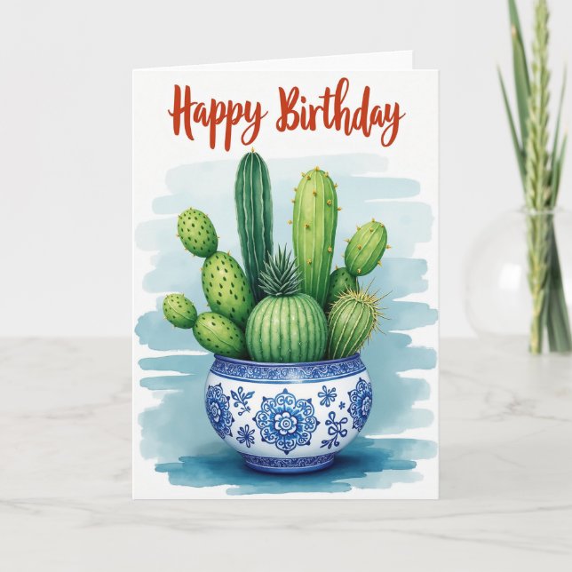 Glad vattenfärgssucculentkort kort (Framsida)