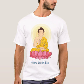 Glad vesak-dag ikon sittande buddha buddhism t shirt