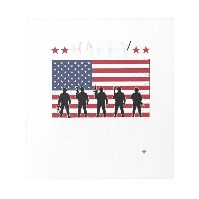 Glad Veterandagen Flagga Silhuett Vektor Design_1 Anteckningsblock (Framsida)
