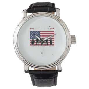Glad Veterandagen Flagga Silhuett Vektor Design_1 Armbandsur
