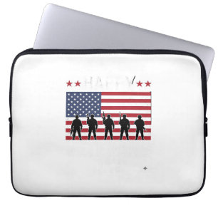 Glad Veterandagen Flagga Silhuett Vektor Design_1 Laptop Fodral