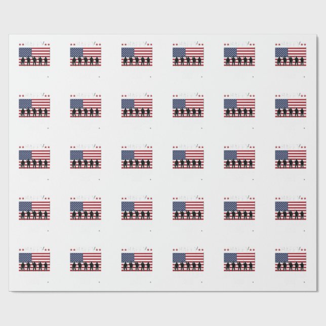 Glad Veterandagen Flagga Silhuett Vektor Design_1 Presentpapper (Platt)