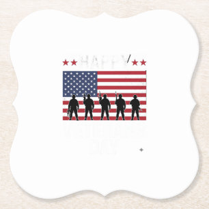 Glad Veterandagen Flagga Silhuett Vektor Design_1 Underlägg Papper