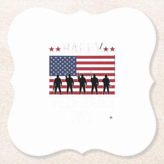 Glad Veterandagen Flagga Silhuett Vektor Design_1 Underlägg Papper
