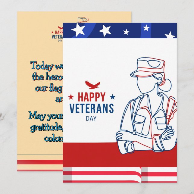 Glad Veteranernas Dag Linjekonstkort  Kort ("Honoring the Brave")