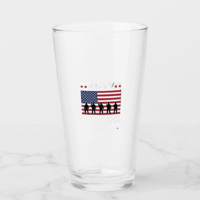 Glad Veterans Day Flag Silhuett Vektor Design_1 Glaskopp (Framsida)