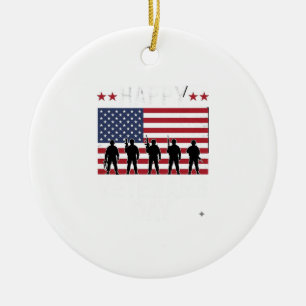 Glad Veterans Day Flag Silhuett Vektor Design_1 Julgransprydnad Keramik