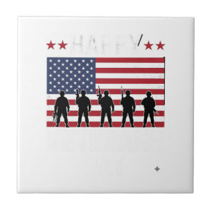 Glad Veterans Day Flag Silhuett Vektor Design_1 Kakelplatta