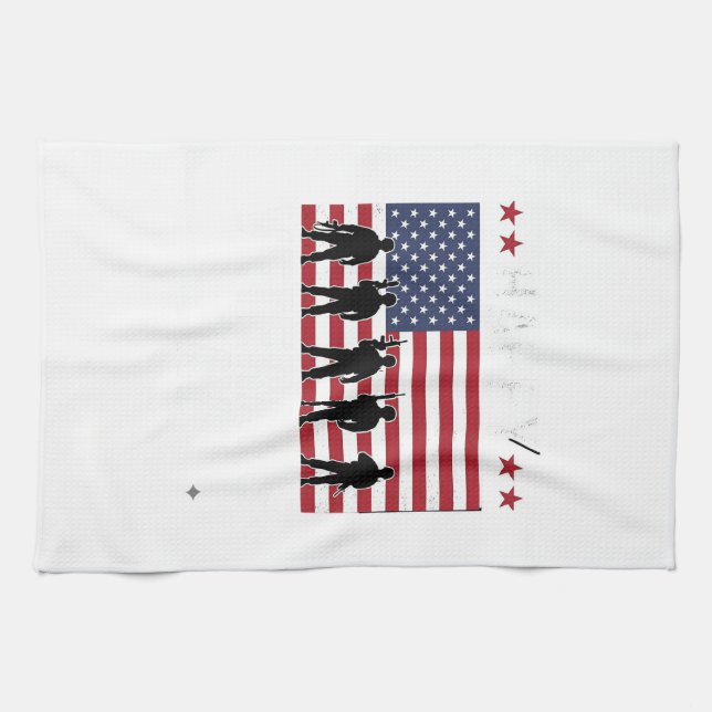 Glad Veterans Day Flag Silhuett Vektor Design_1 Kökshandduk (Horisontell)
