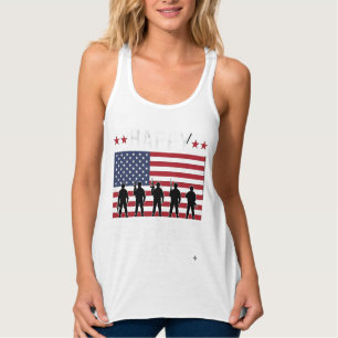 Glad Veterans Day Flag Silhuett Vektor Design_1 Linne Med Racerback