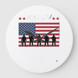 Glad Veterans Day Flag Silhuett Vektor Design_1 Stor Klocka