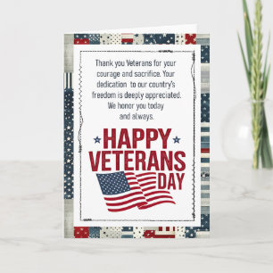 Glad Veterans Day Patriotisk Kort
