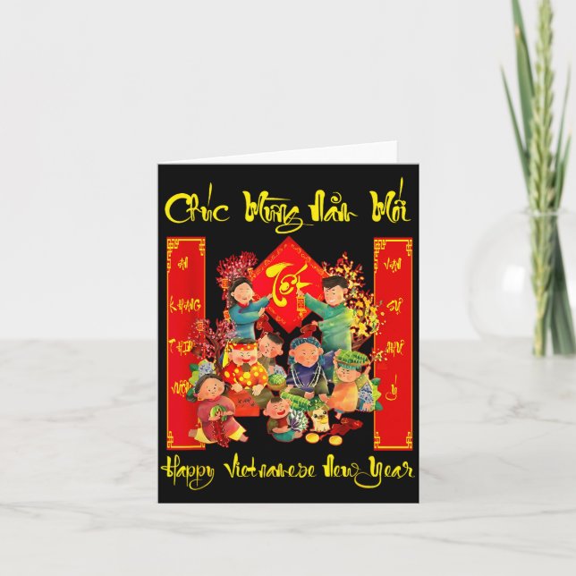 Glad vietnamesisk Chuc Mung Nam Illustration Kort (Framsida)
