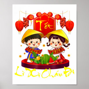 Glad vietnamesisk lunny nyttår Tet-helg Li Xi  Poster