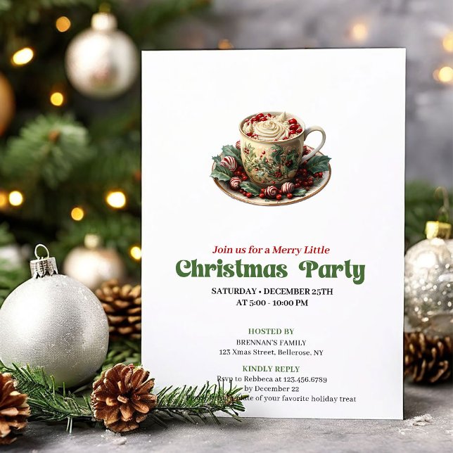 Glad viktoriansk julkakao-fest inbjudan (Cheerful Victorian Christmas angel party invite

)