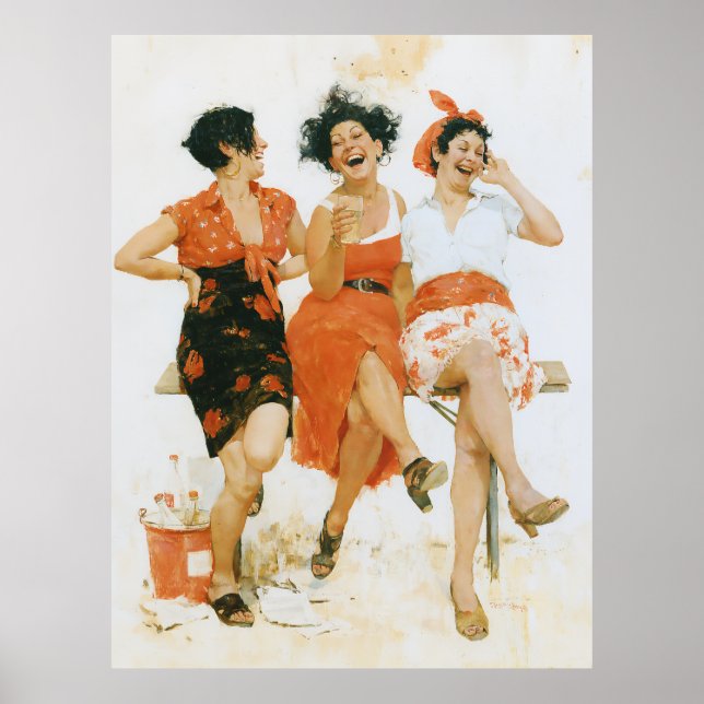 Glad Vintage Sommar Vänner Poster (Framsidan)