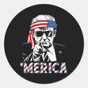 Glad Vintage Trump 4:e Juli Patriotisk Amerika A Runt Klistermärke