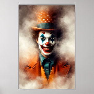 Glad Vintage Vattenfärg Clown Med en Glad Grimas Poster