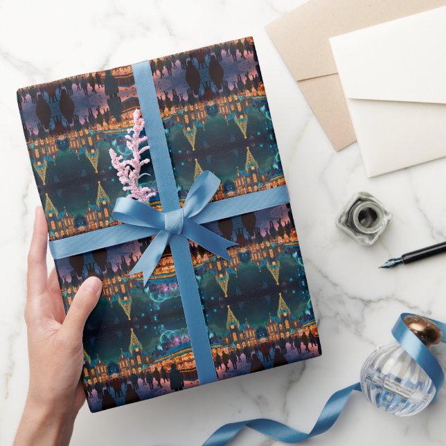 Glad vinter jul firande scen presentpapper (Gifting)