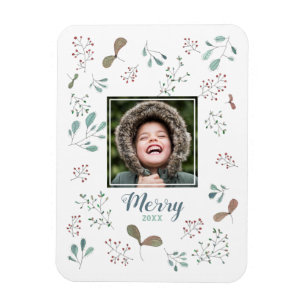 Glad vinter skogs jul foto magnet