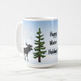 Glad vinterhelg Älg och snöflinga Kaffemugg