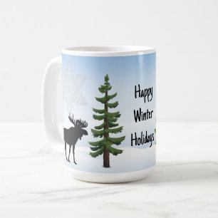 Glad vinterhelg Älg och snöflinga Kaffemugg