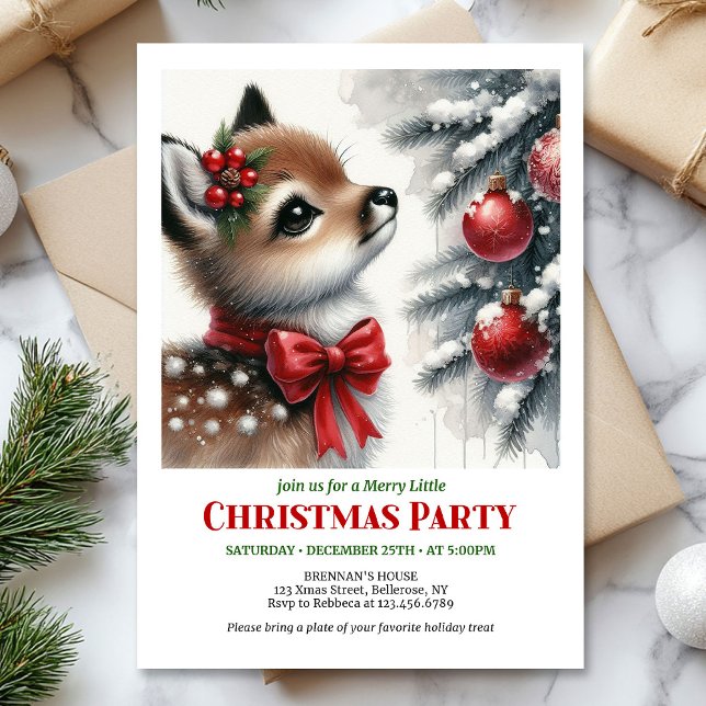 Glad vinterscen jul barn inbjudan  (Merry winter scene Christmas kids invitation editable template)