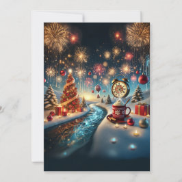 Glad vintervärld med varm choklad julkort