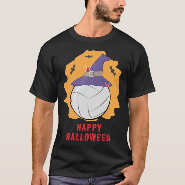 Glad volleyboll Halloween - Roligt T Shirt (Framsida)