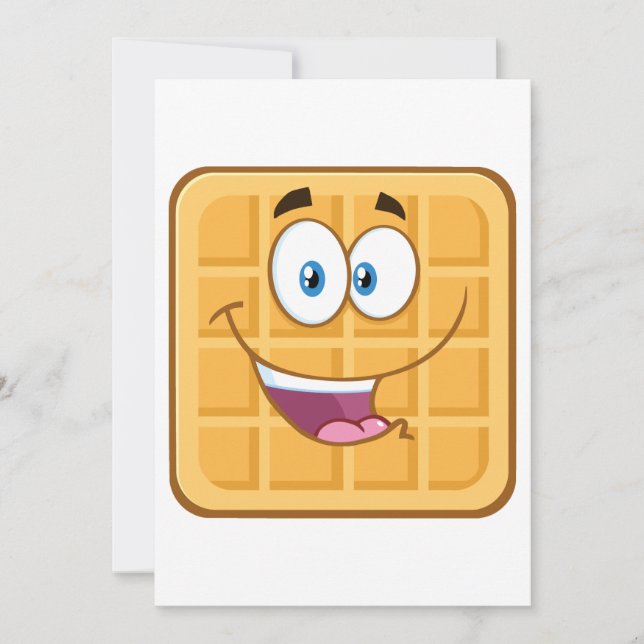Glad Waffla Kawaii Leende Frukostmat Inbjudningar (Framsida)