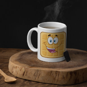 Glad Waffla Kawaii Leende Frukostmat Kaffemugg