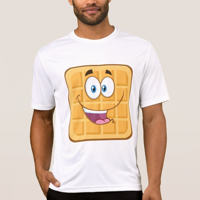 Glad Waffla Kawaii Leende Frukostmat T Shirt (Framsida)