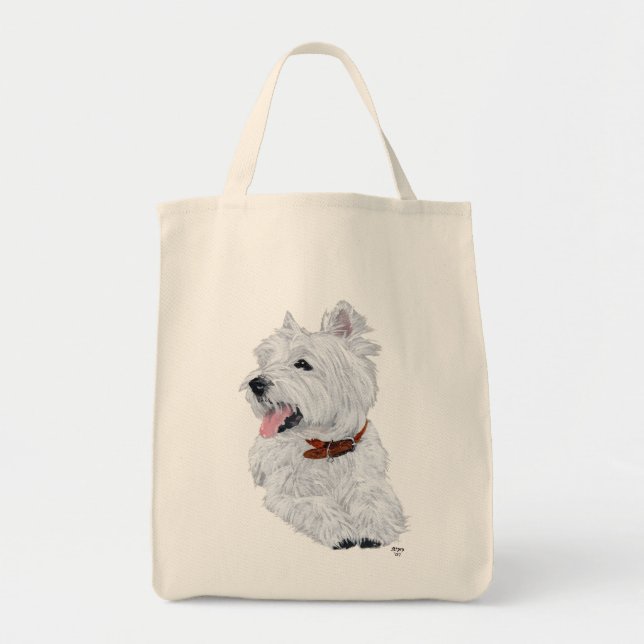 Glad West Highland White Terrier Tygkasse (Framsidan)