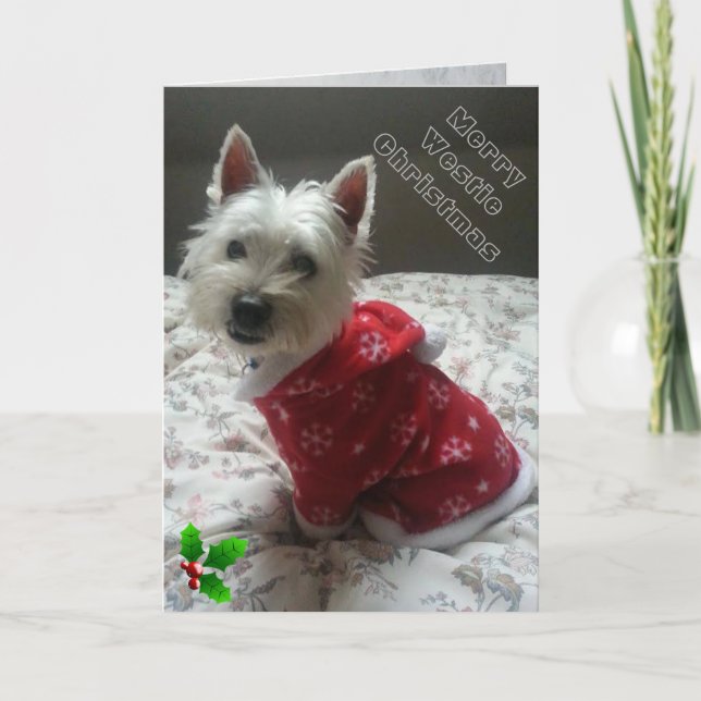 Glad Westie julkort för din vän Helgkort (Framsida)