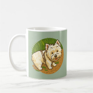 Glad Westie på naturstig Kaffemugg