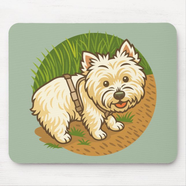 Glad Westie på naturstig Musmatta (Framsidan)