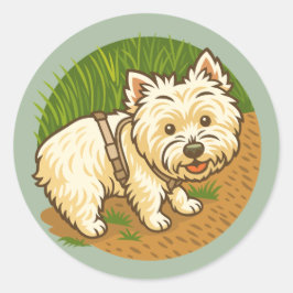 Glad Westie på Naturstig Runt Klistermärke