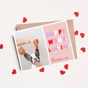 Glad Wooflentines Alla hjärtans dag hund foto Vykort