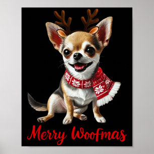Glad Woofmas Chihuahua Hund Meme Med Renhjort Horn Poster