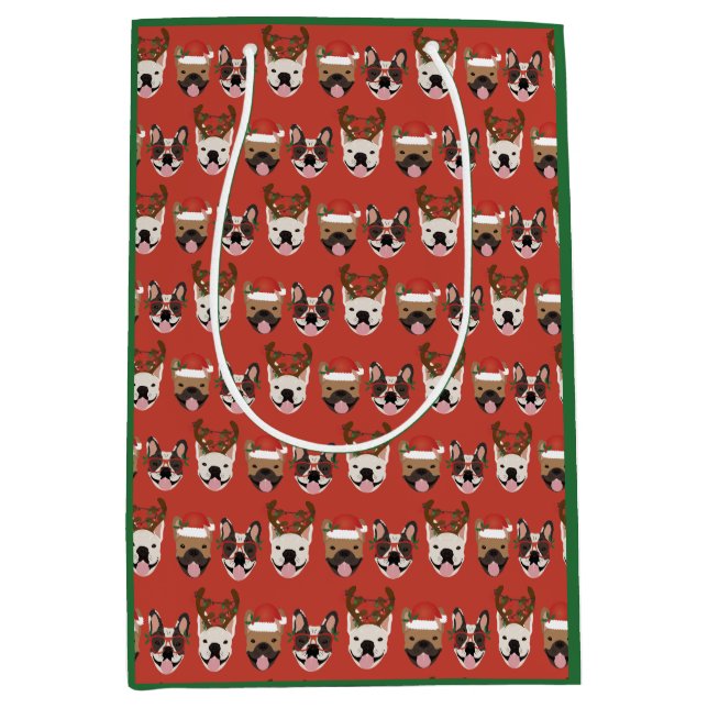 Glad Woofmas Franska Bulldoggar Julhuvuden (Framsidan)