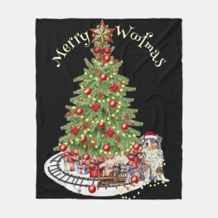Glad Woofmas Hund Design- Australian Shepherd Fleecefilt