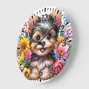 Glad Yorkie Stor Klocka