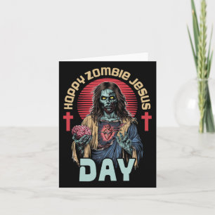Glad Zombie Jesus Dag Skelett Skräck Kristus Hallo Kort
