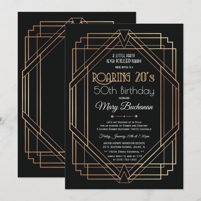 Glada 20-tal Födelsedagsinbjudan Inbjudningar (Fram/baksida)