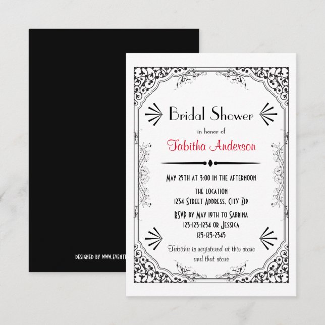 Glada 20-talet - 3x5 Bröllopsfestinbjudan Inbjudningar (Fram/baksida)