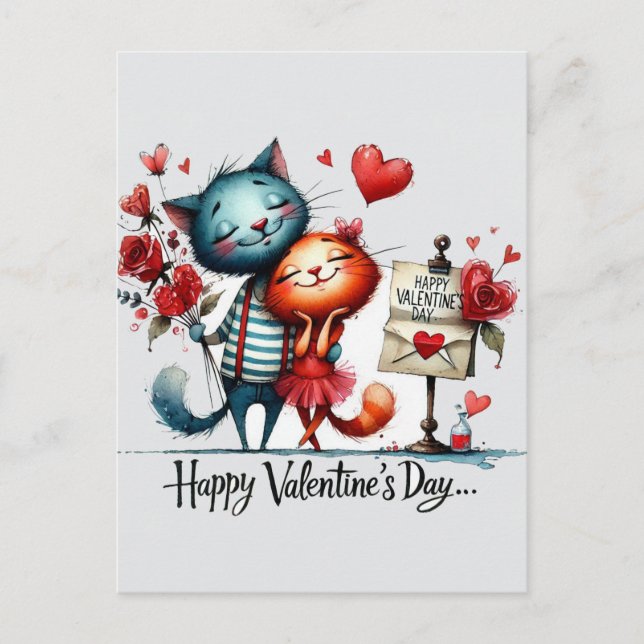 Glada Alla Hjärtans Dag Kärlekskort  Vykort (Framsida)