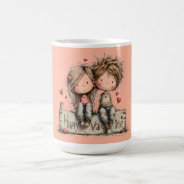 Glada Alla Hjärtans Dags Bänk Duo Kaffemugg