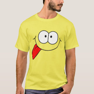 Glada Ansikte med Tunga Skruvade Grafik T Shirt