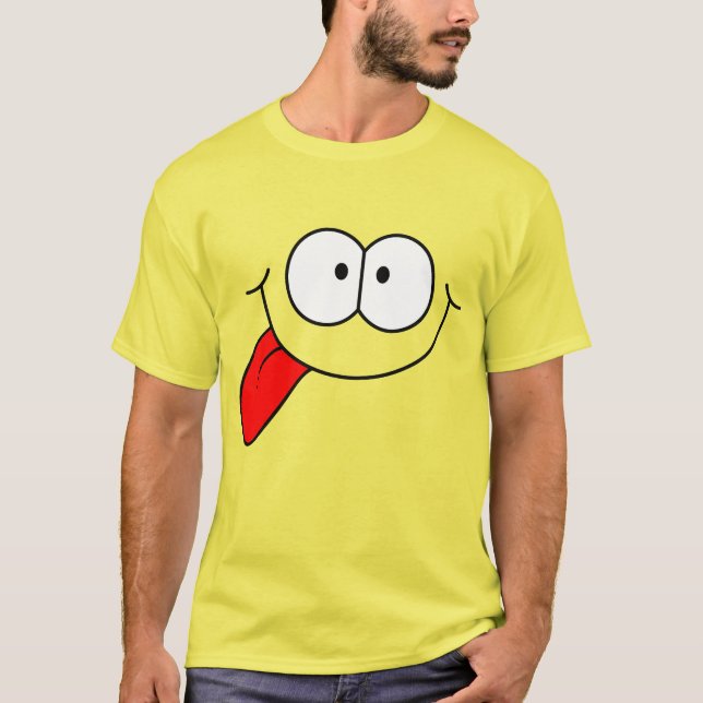 Glada Ansikte med Tunga Skruvade Grafik T Shirt (Framsida)