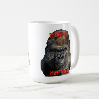Glada ansiktet före kaffet! kaffemugg
